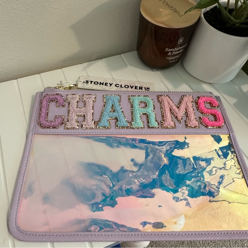 Stoney Clover Lane Iridescent “Charms” Flat Pouch NWT